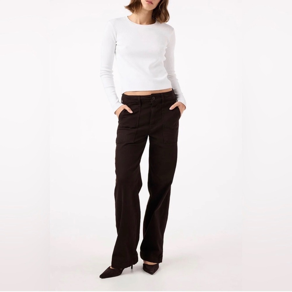 AMO Denim Easy Slouch Pant Brown Relaxed Straight Leg Trousers Size 29